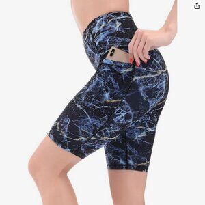 Cool Marble Pattern Athletic Running Shorts with Pockets
